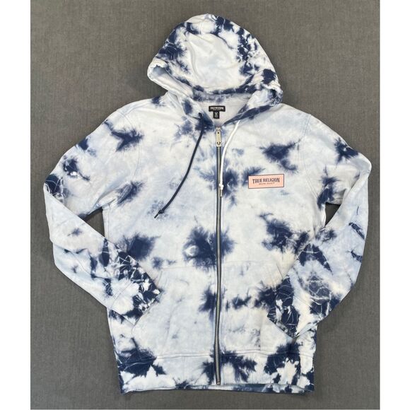 True Religion Other - True Religion Hoodie Men M Blue Tie Dye Zip Up Streetwear Lounge Core Y2K Style